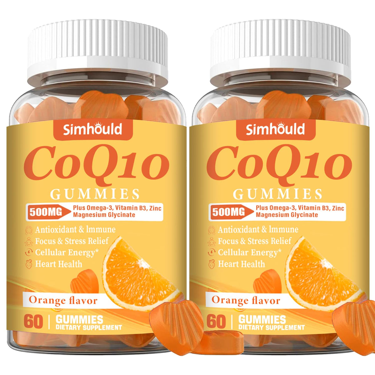 Simhould CoQ10 500 mg gommes dans boîte, énergie potentielle et soutien cardiaque.