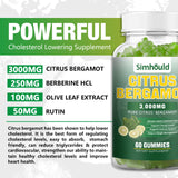 Gomme Simhould bergamote citronnée, étiquette lisible avec ingrédients et conseils.