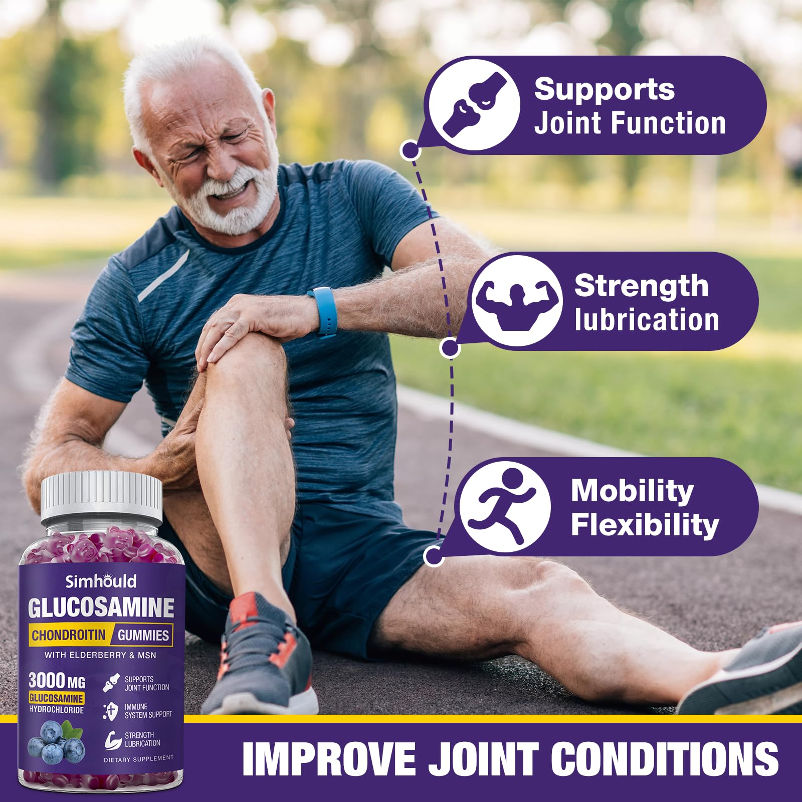 Simhould Gummies chondroïtine, soutien du cartilage et mobilité.