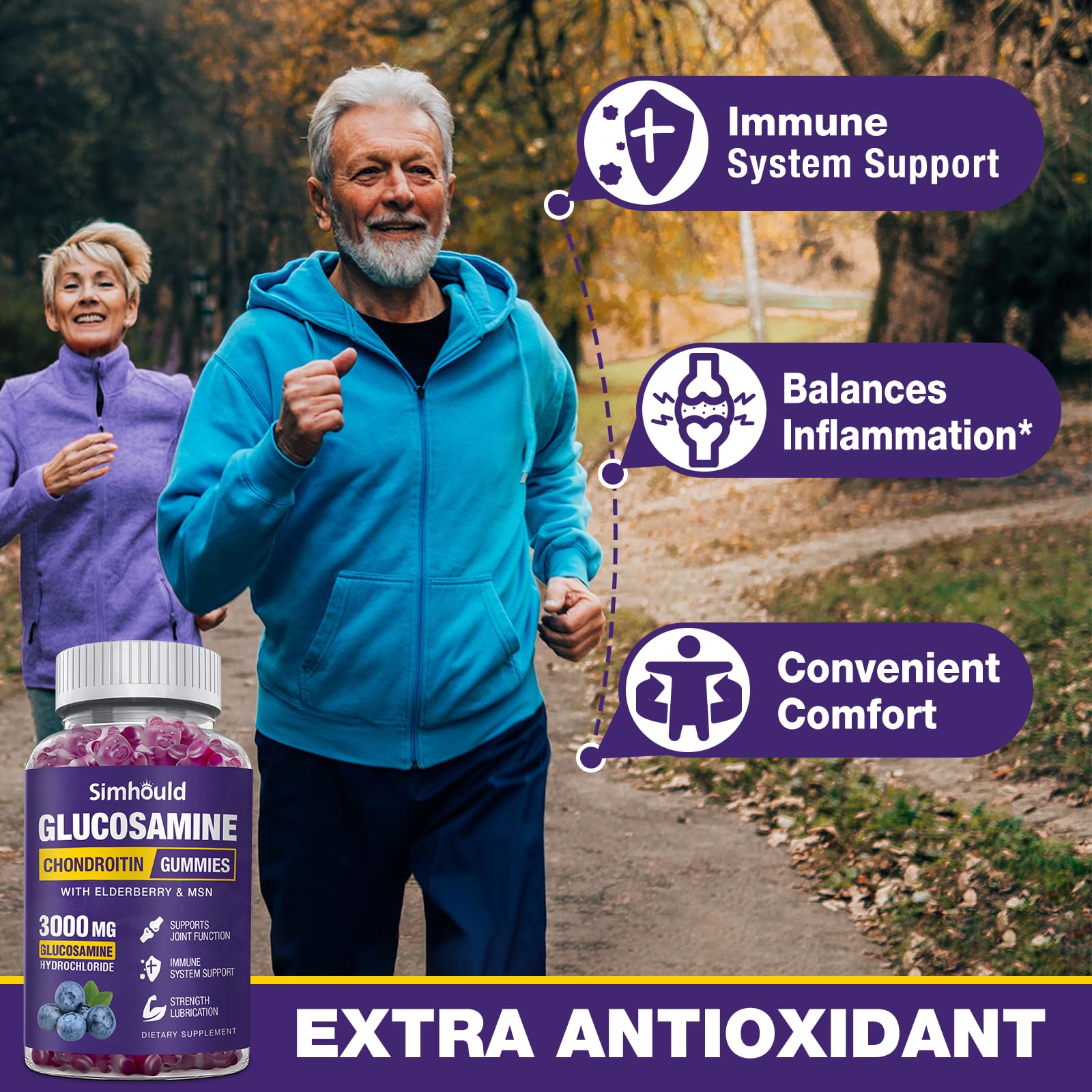 Simhould Gummies Sureau antioxydant, soutien immunitaire potentiel.
