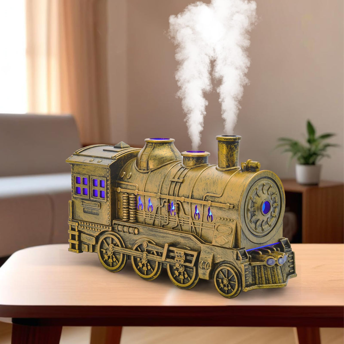 SIMOHOT diffuseur train 300 ml en locomotive, ambiance apaisante et humidité modérée.