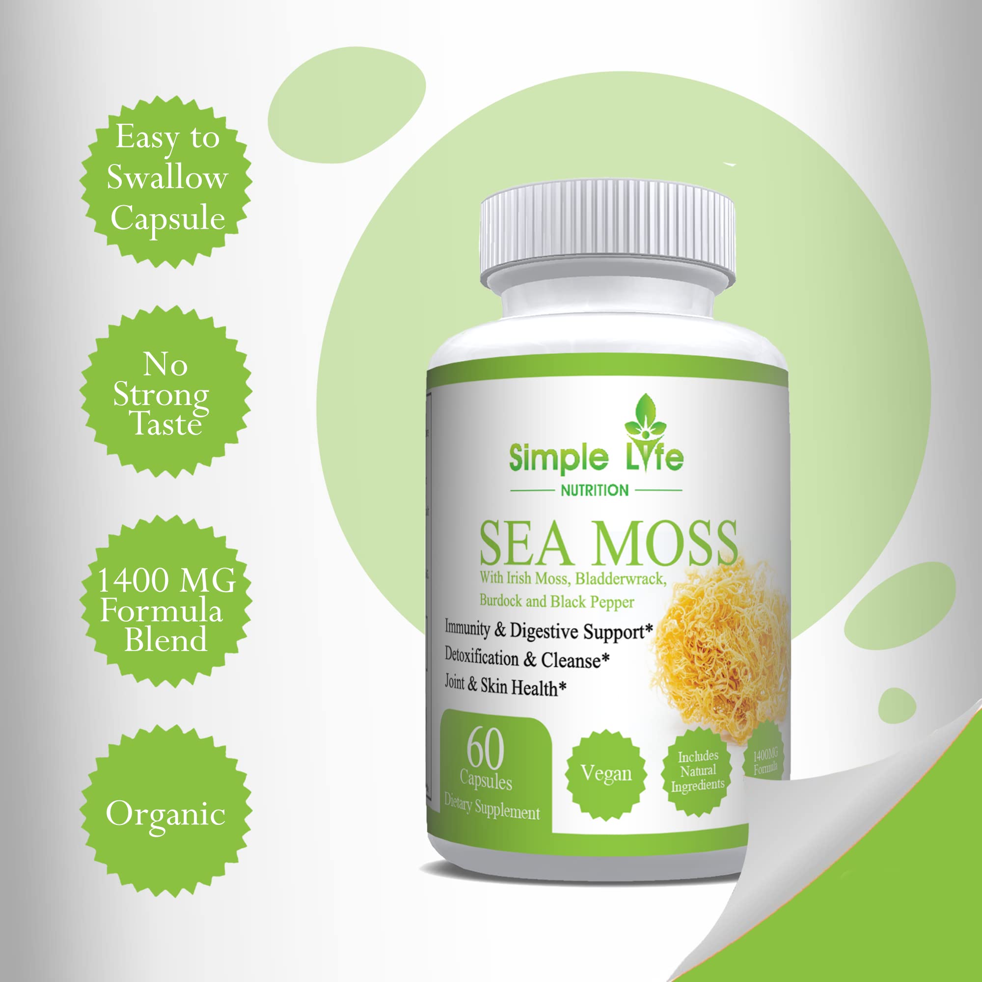 Simple Life Nutrition mousse de mer, dosage quotidien recommandé.