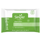 Lingettes Simple pour peau sensible, pack 3, 75 lingettes, nettoyage en douceur.