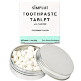 SIMPLUT tablettes dentaires fluorure dans un étui métallique, format voyage pratique.