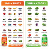 Illustration des fruits et légumes inclus, montrant la variété de Simply Nature's Pledge.