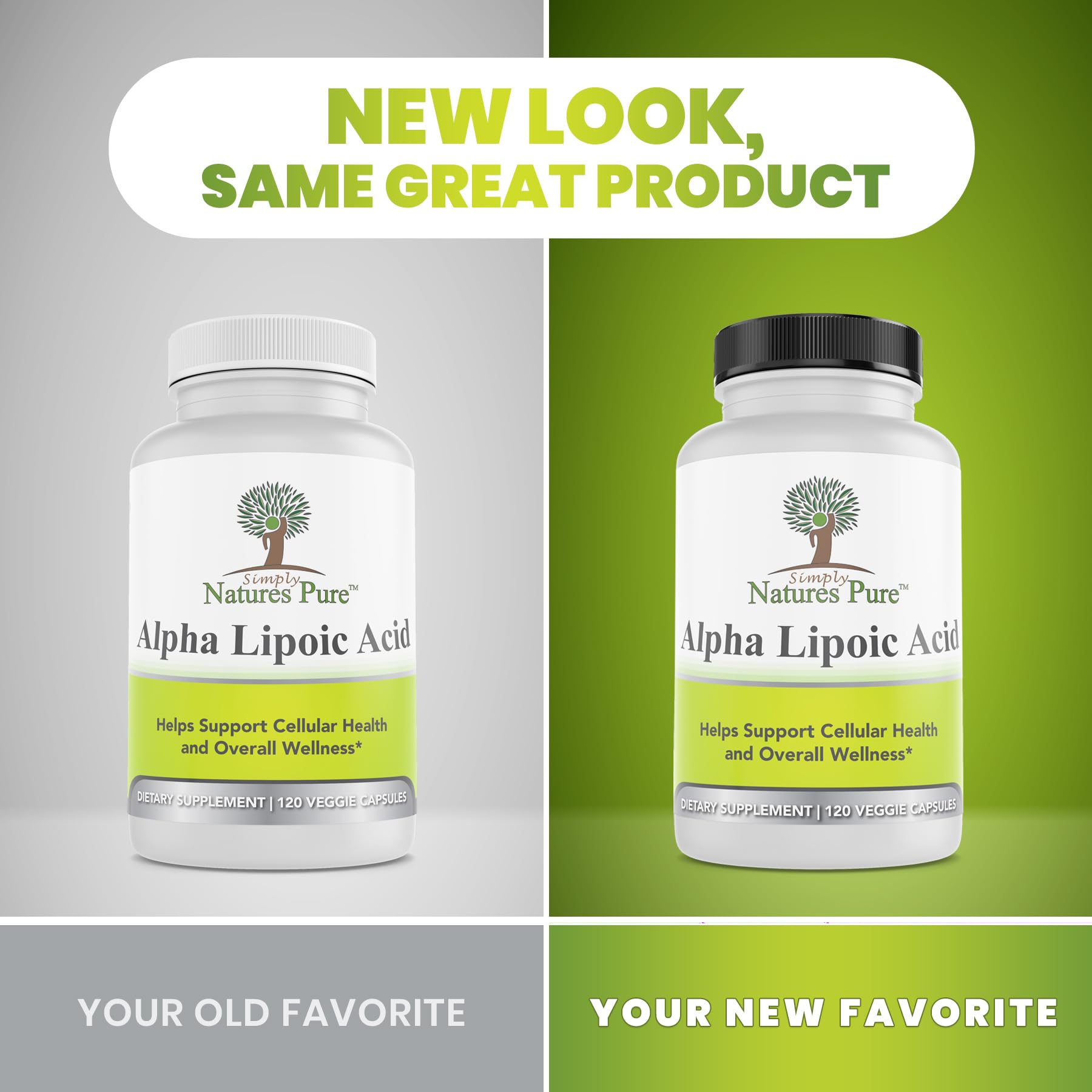 Simply Natures Pure acide alpha-lipoïque 600mg, comprimés végétaux faciles à prendre.