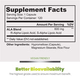 Simply Natures Pure acide alpha-lipoïque 600mg, dosage simple pour habitudes quotidiennes.