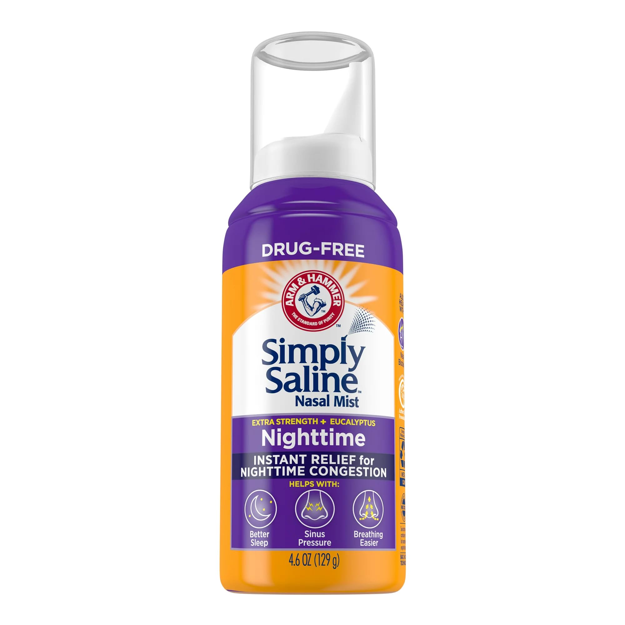 Simply Saline Plus Brume Nasale Nuit Eucalyptus, respiration facilitée au coucher.