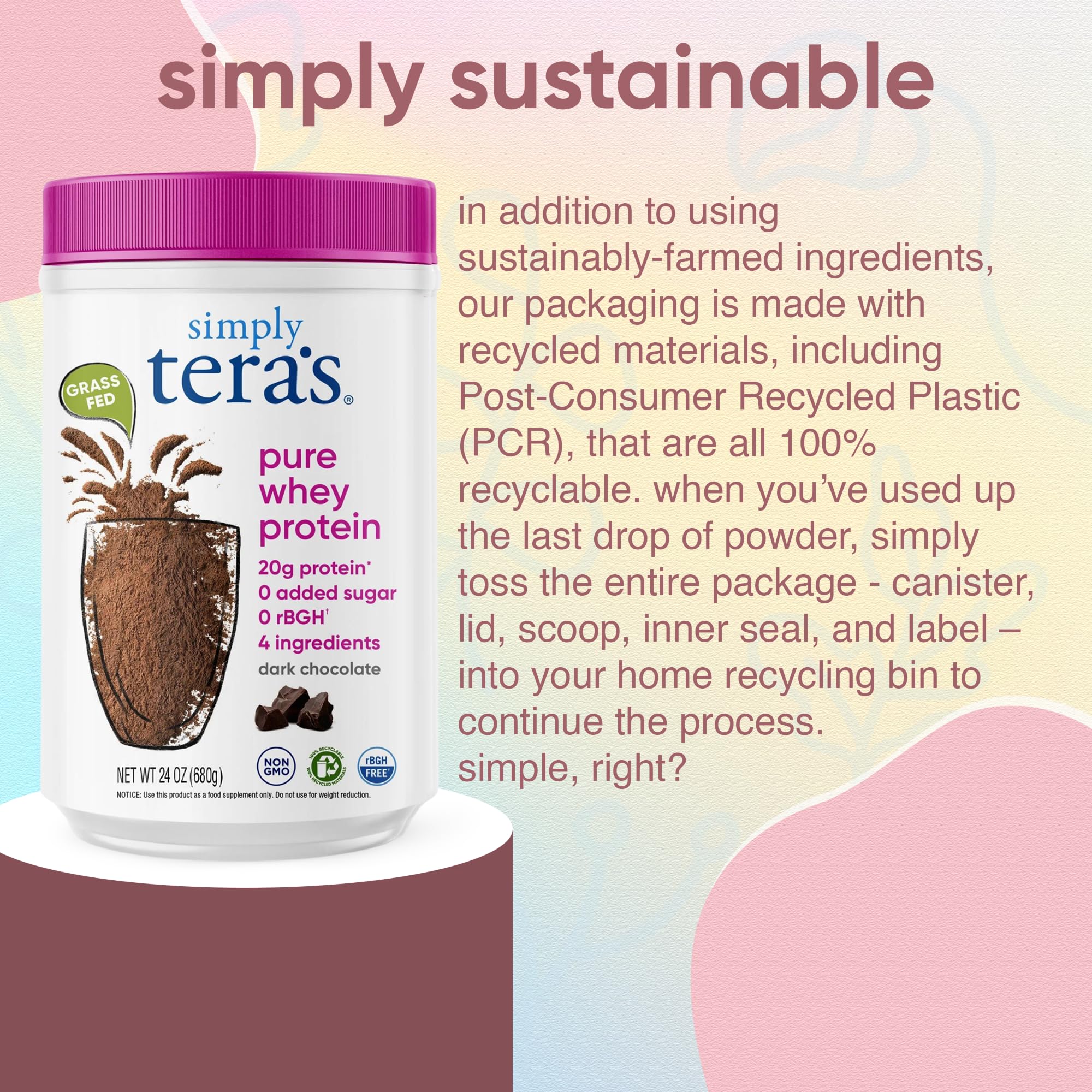 la poudre simply tera's protéine lactosérum à diluer lait ou eau pour un apport pratique.
