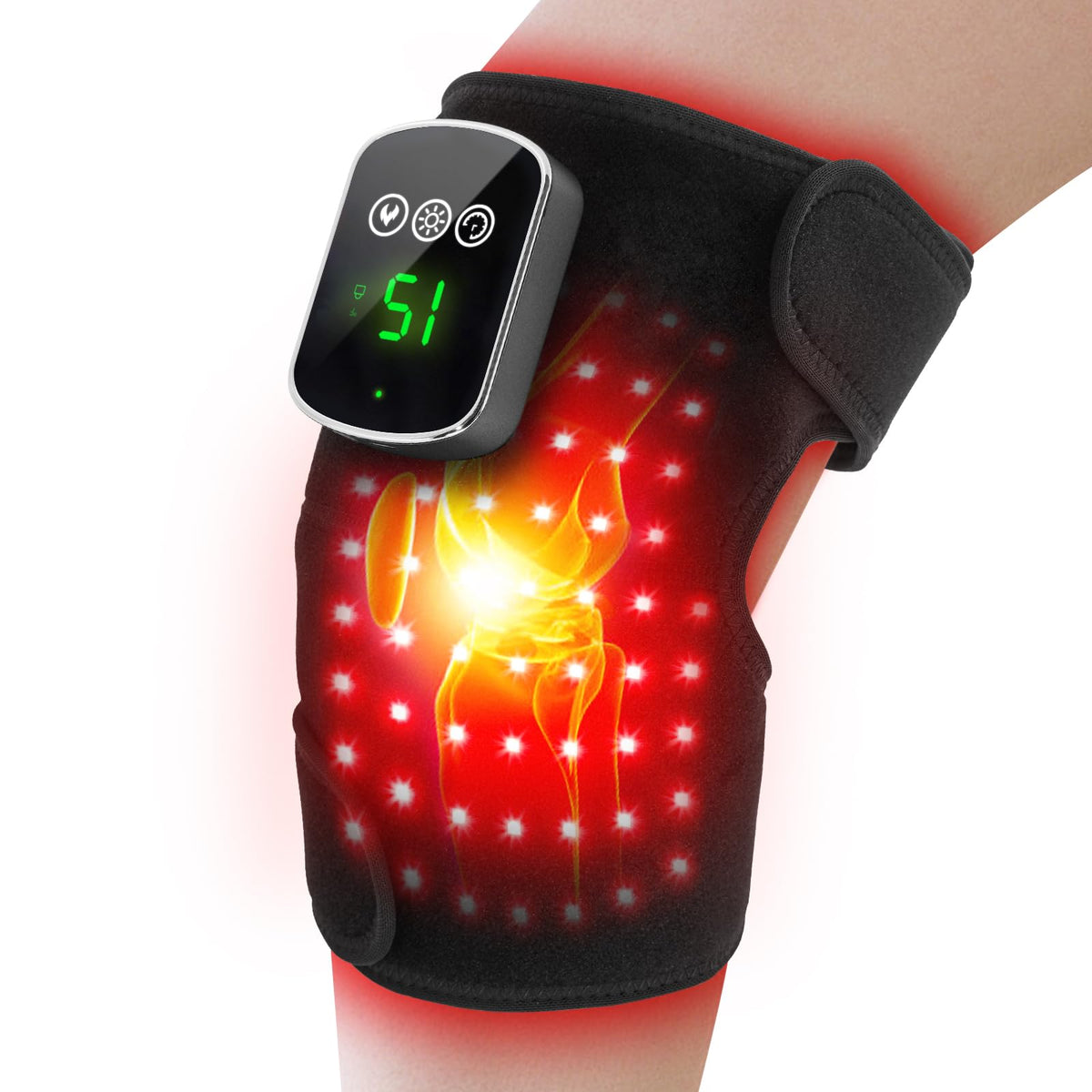 Sinnyelor – thérapie lumière rouge sur le genou, soulagement potentiel de la douleur.
