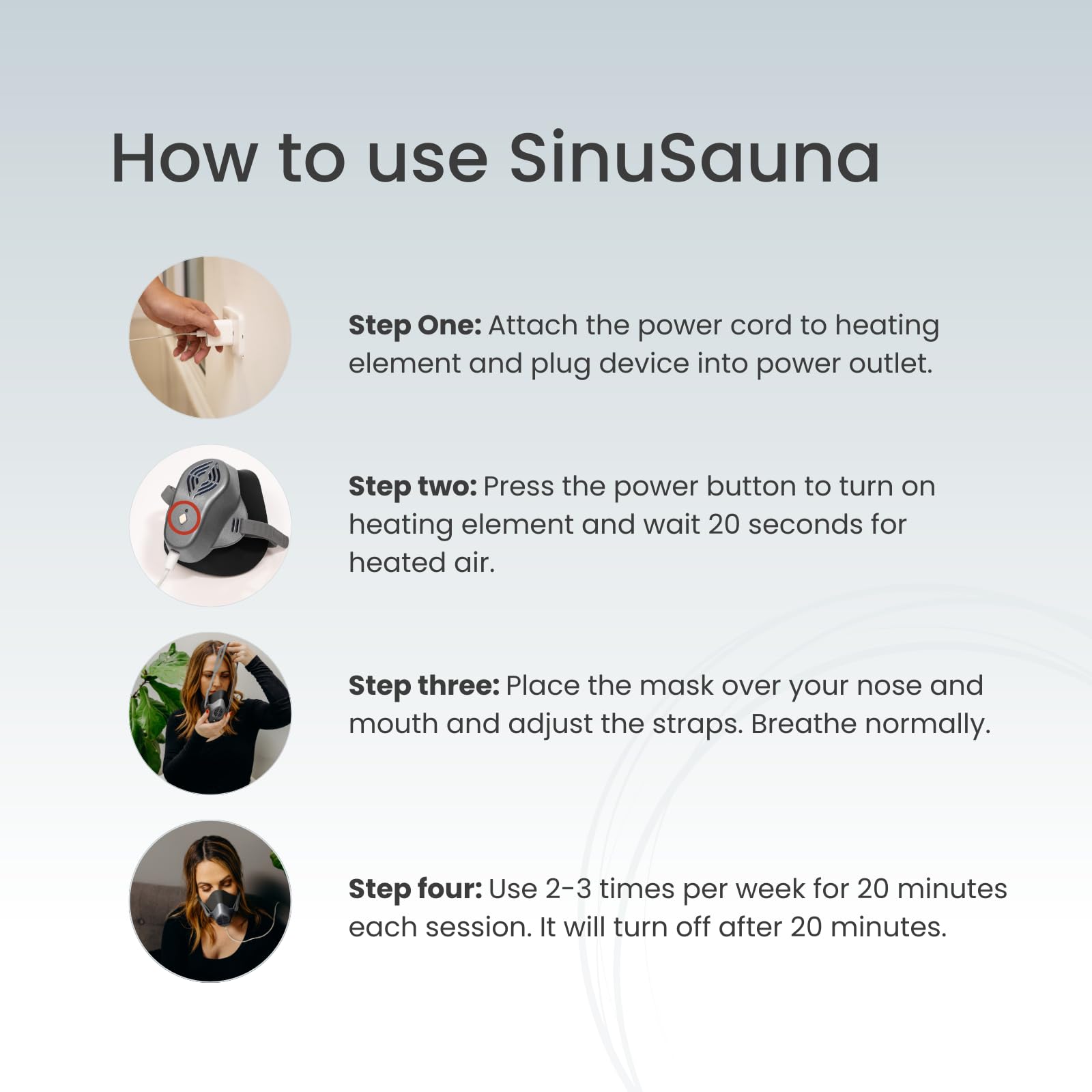 SinuSauna branchement sur prise murale pour utilisation pratique.