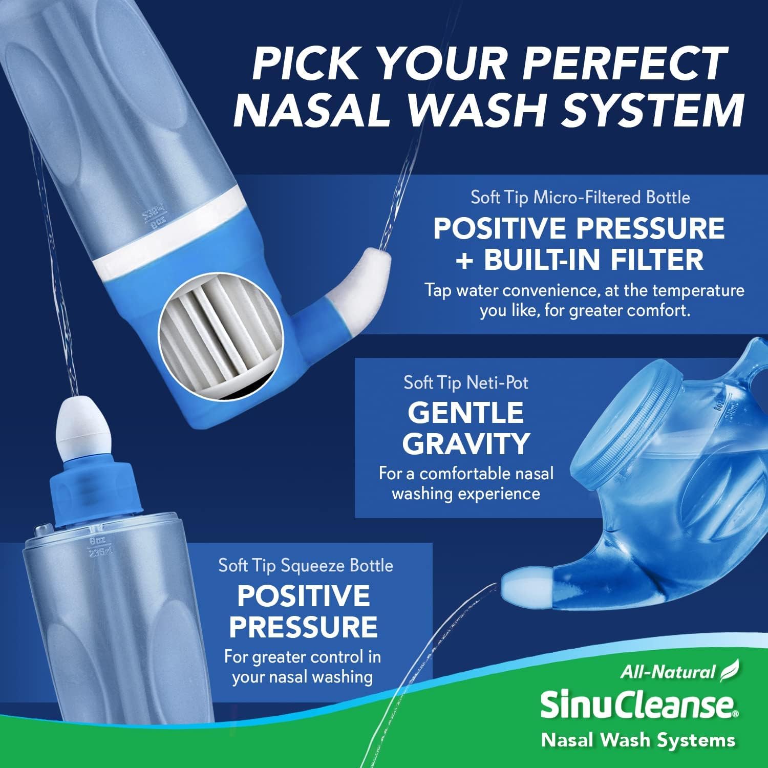 Rinage nasal à domicile avec SinuCleanse pour respiration facilitée