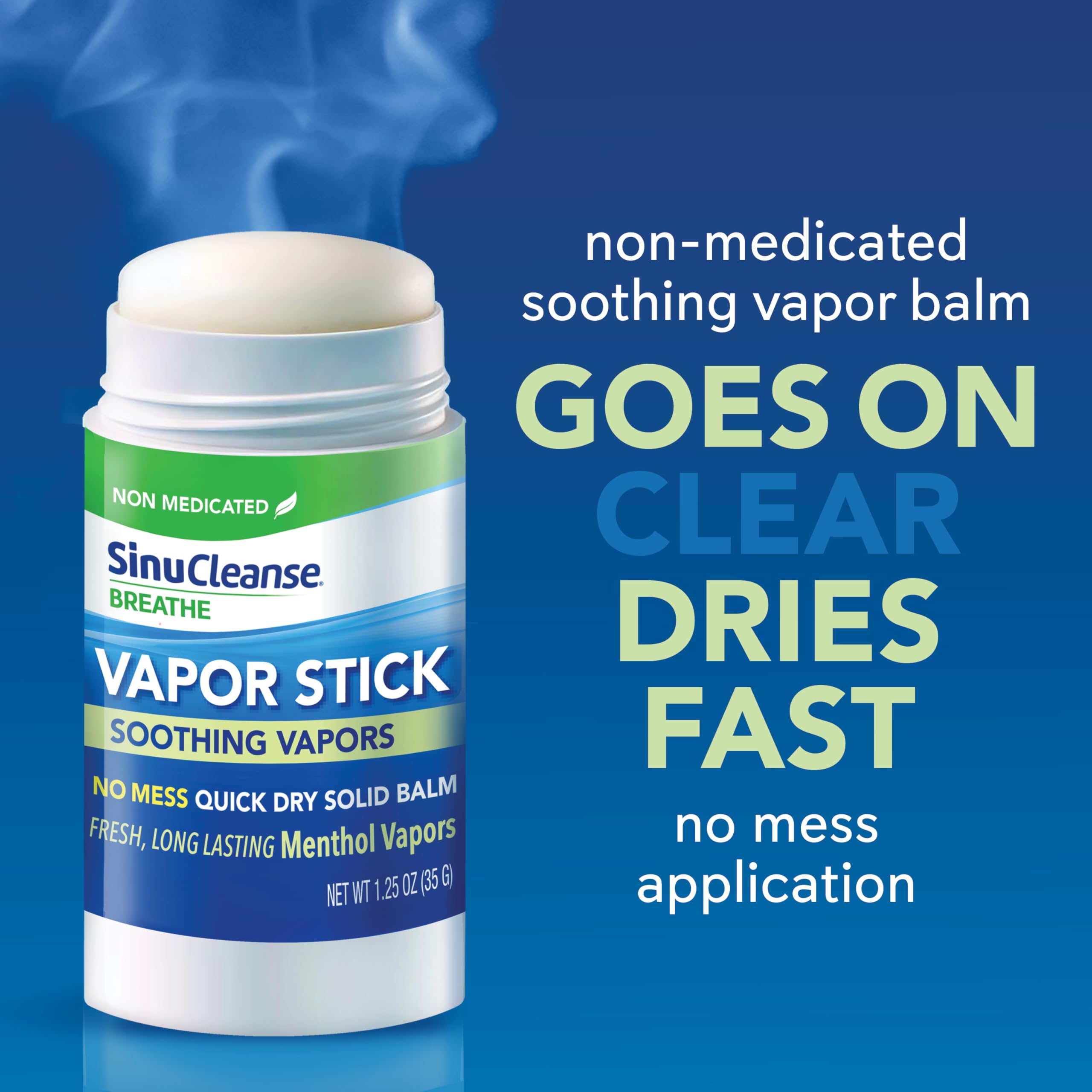 SinuCleanse Vapor Stick sèche rapidement sans traces sur la peau.