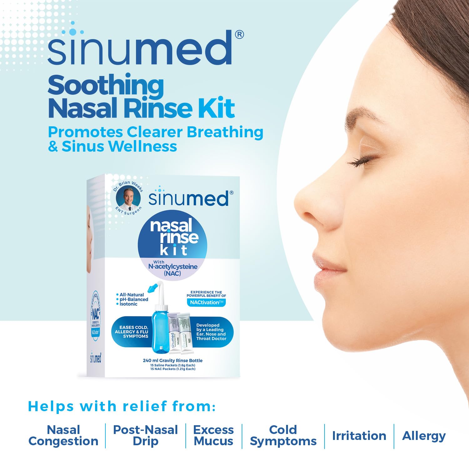 SinuMed composition NAC et saline, soutien potentiel pour une respiration confortable