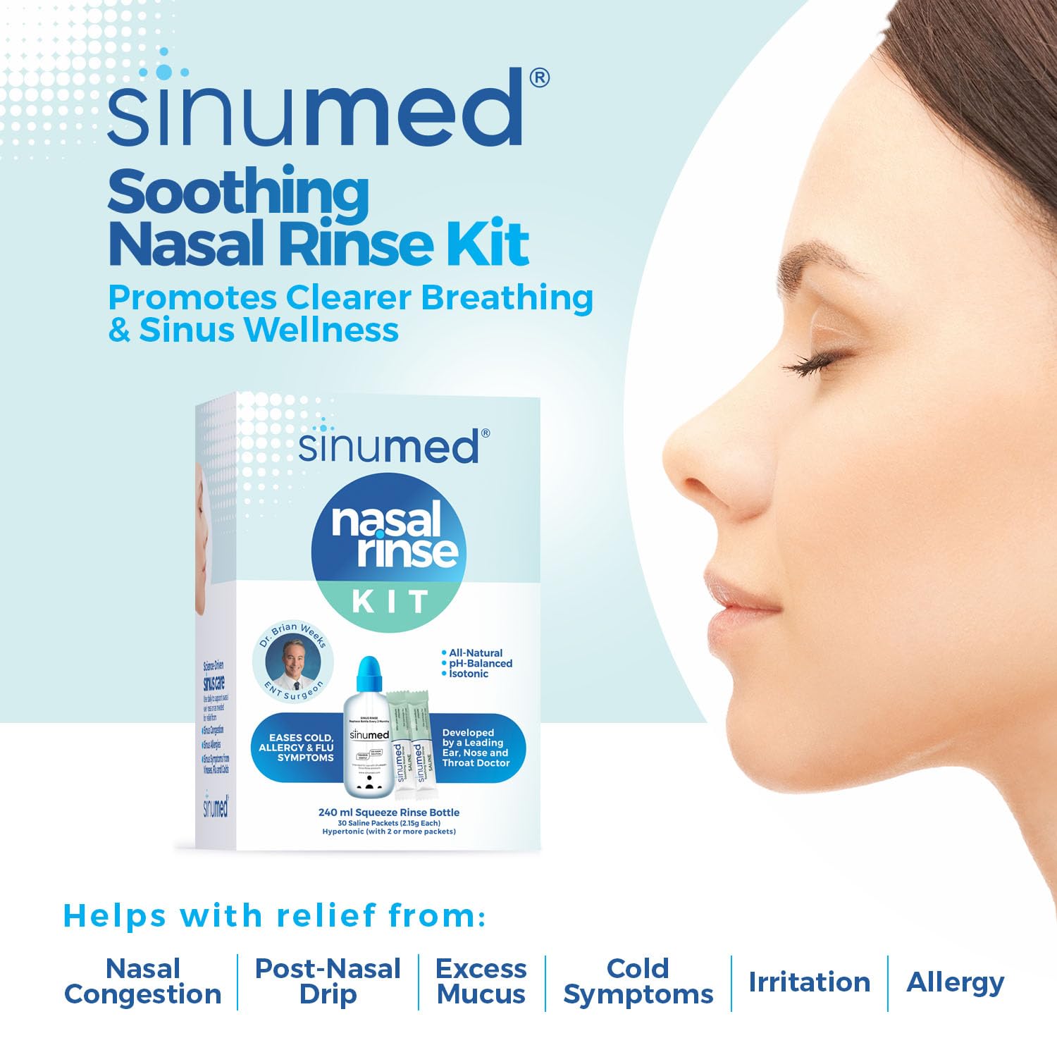 Sachets saline pré-dosés pour rinçage nasal efficace