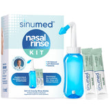 SinuMed Sinus Rinse avec bouteille à gravité facilitant le rinçage nasal.