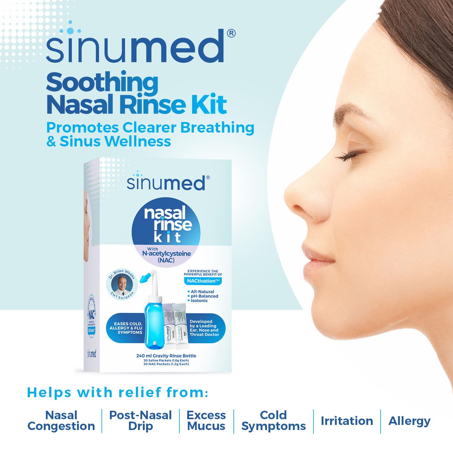 SinuMed Sinus Rinse, embout pédiatrique inclus pour toute la famille