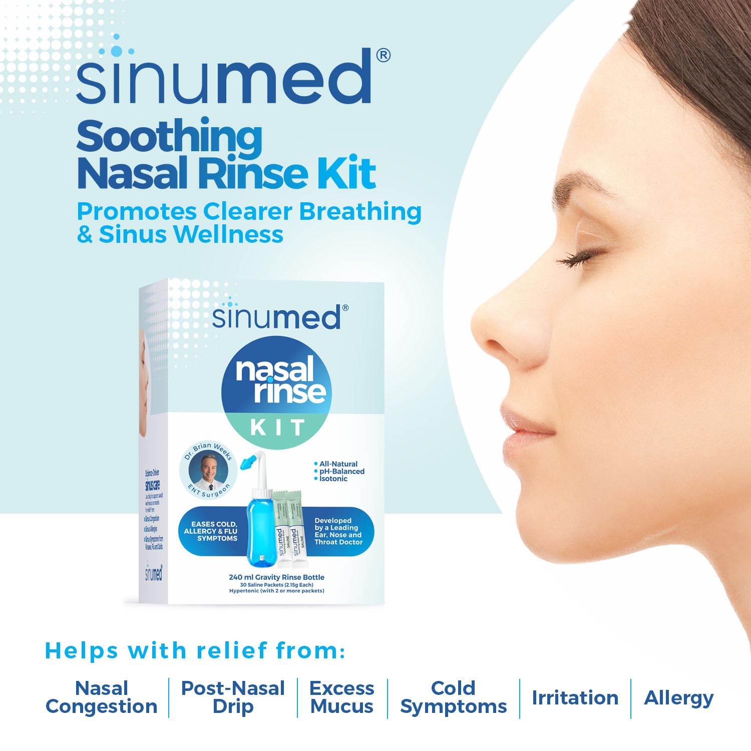 Pack de sachets salins pré-mesurés pour SinuMed Sinus Rinse.