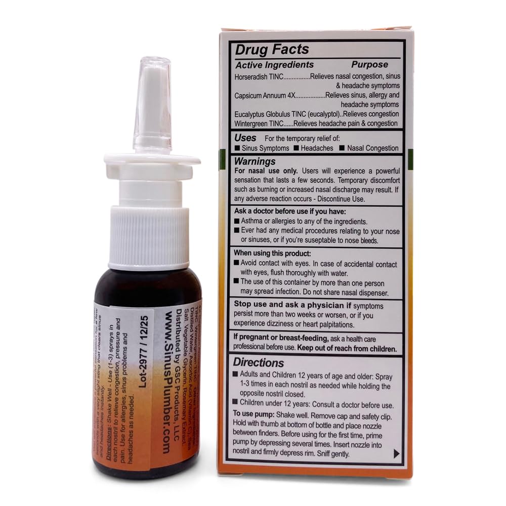 Sinus Plumber, formule naturelle: poivre de Cayenne et raifort pour plus de fraîcheur.