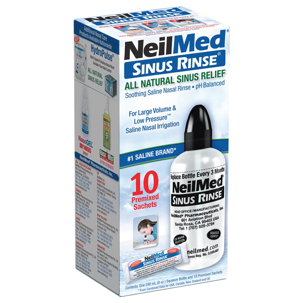 Kit Sinus Rinse avec bouteille 240 ml pour rinage nasal confortable.