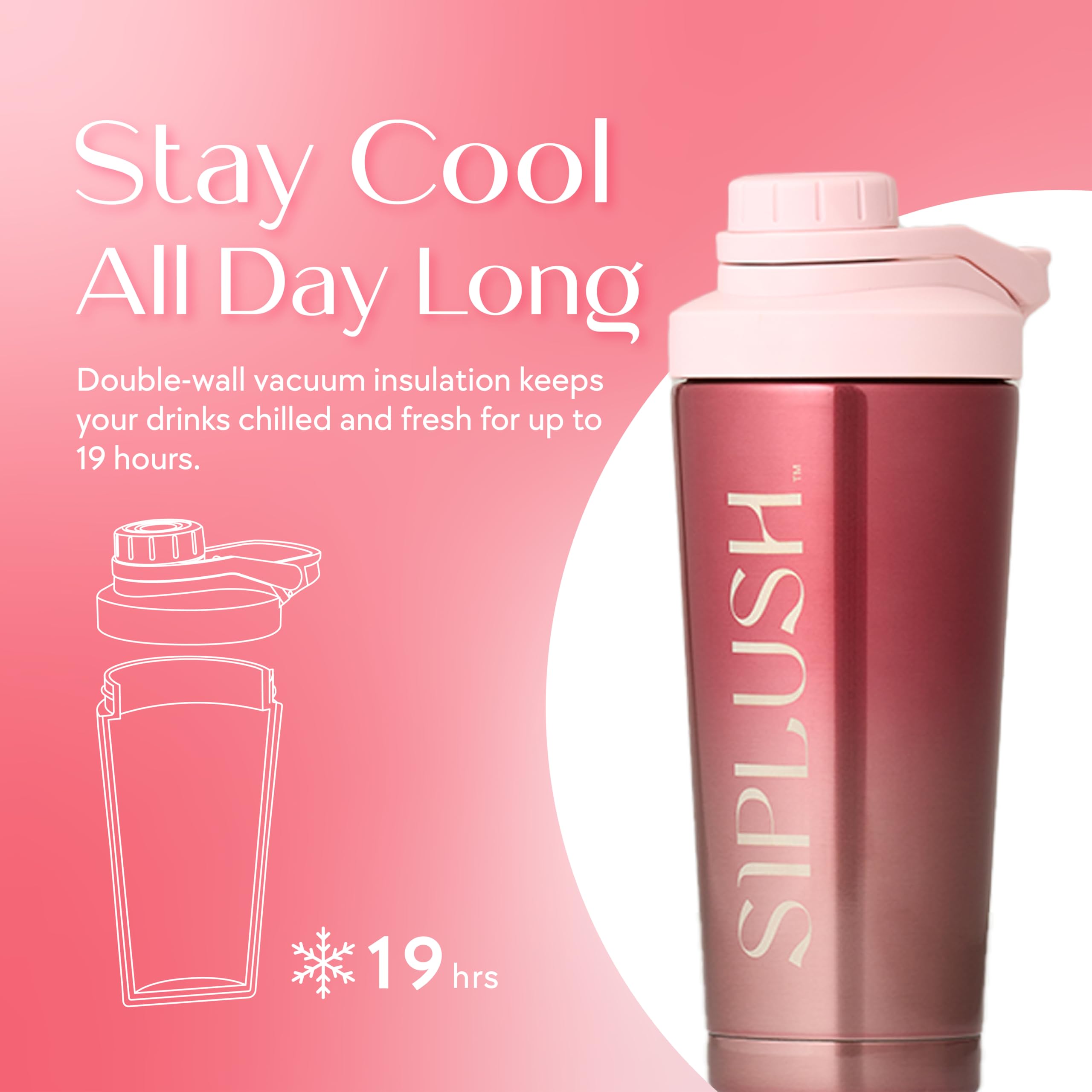 SIPLUSH Paradis Shaker cap chug twist-off, fermeture anti-fuite fiable