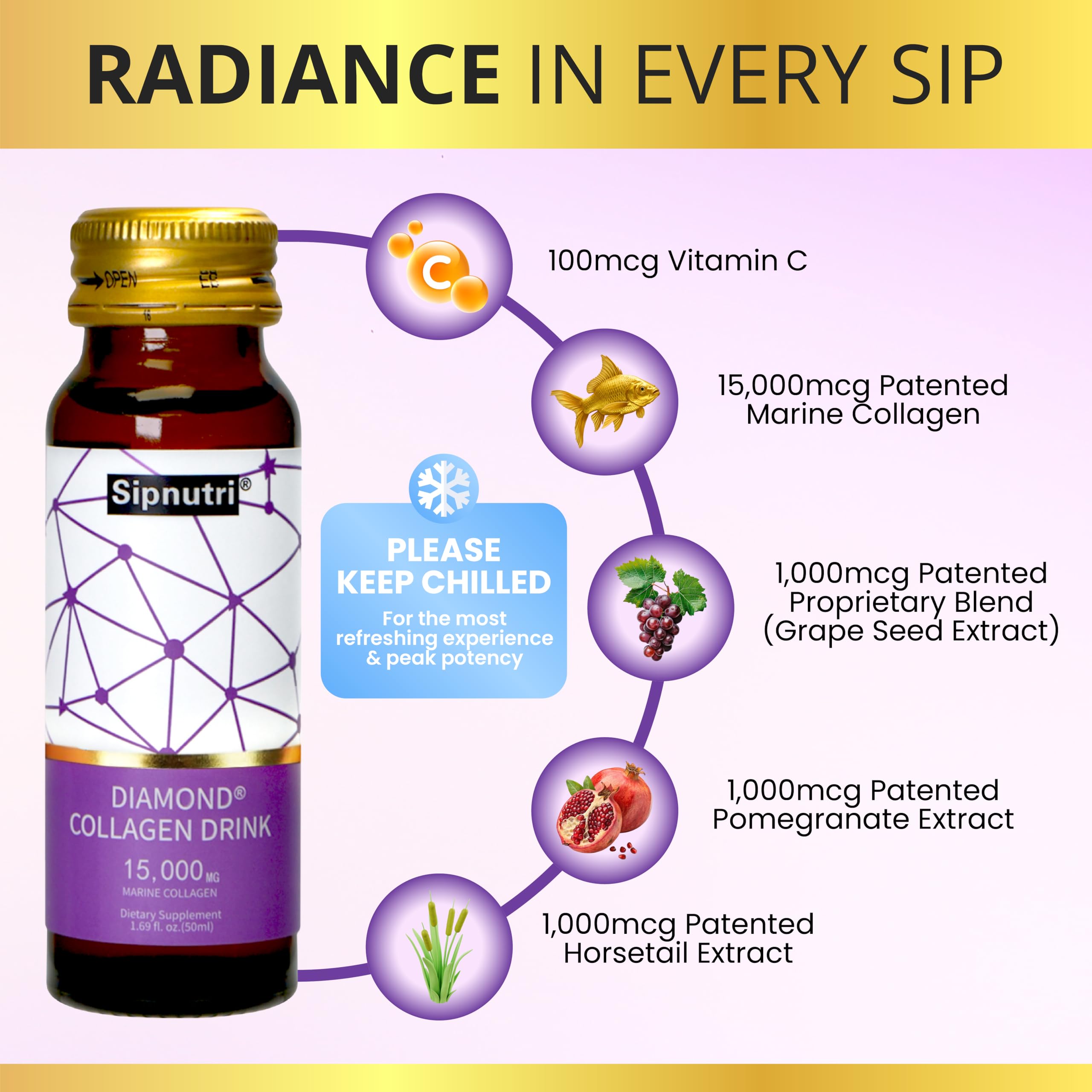 Sipnutri Utilisation Quotidienne, collagène marin hydrolysé pour peau et cheveux.