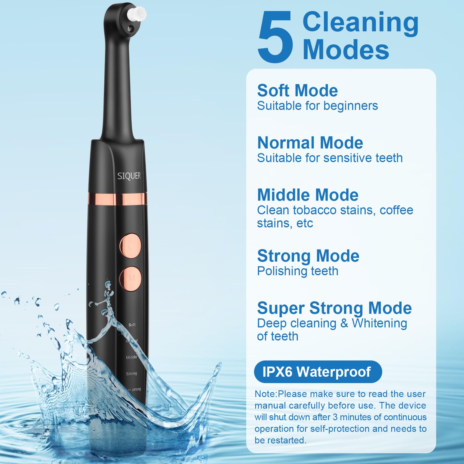 SIQUER polisseur dents tête brosse pointue pour taches entre les dents.