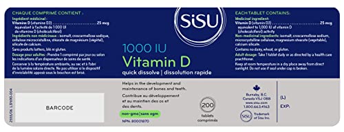 SISU Vitamine D 1000 UI – Boîte de 200 comprimés pour tous.