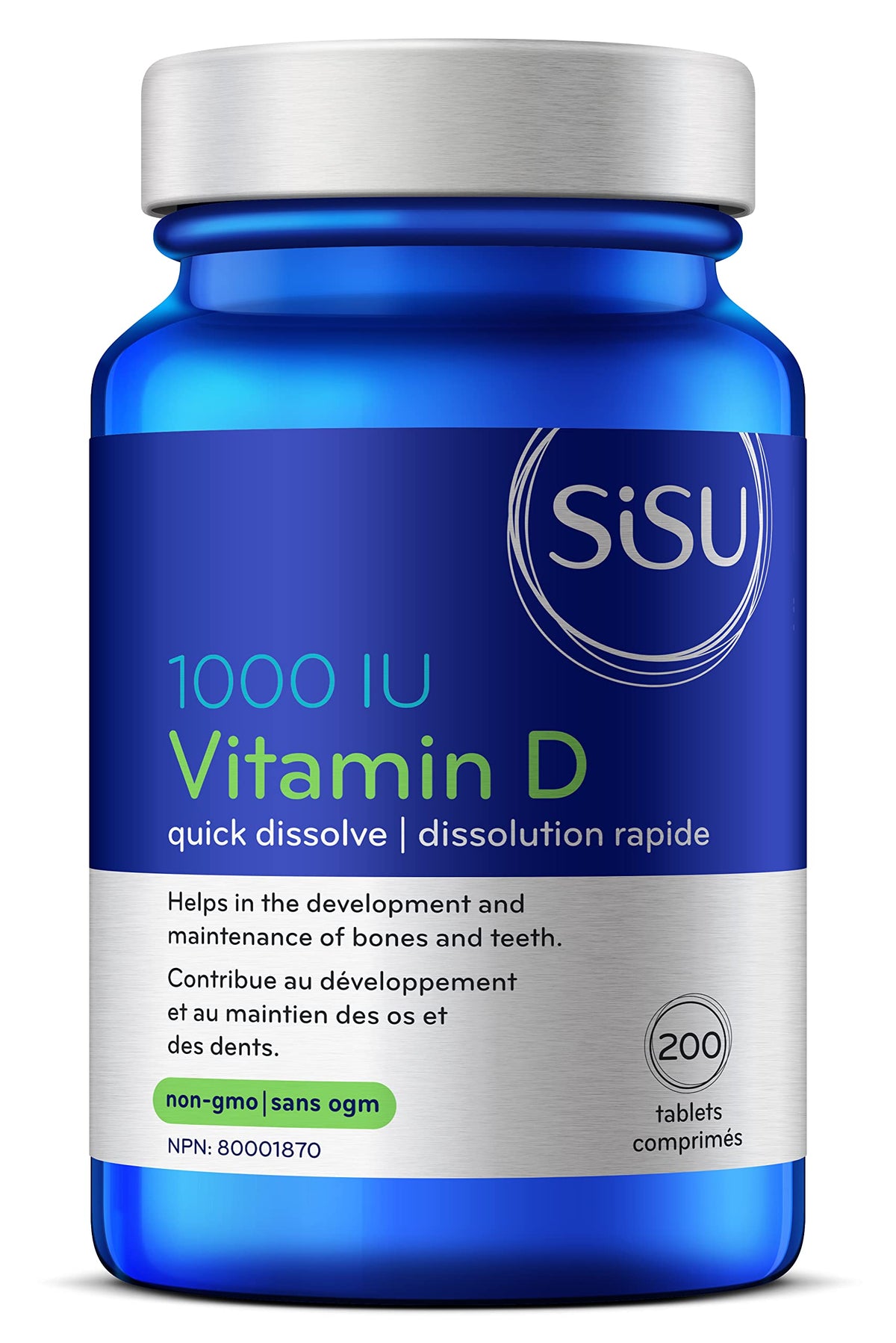 SISU Vitamine D 1000 UI – Bouteille familiale, usage quotidien.