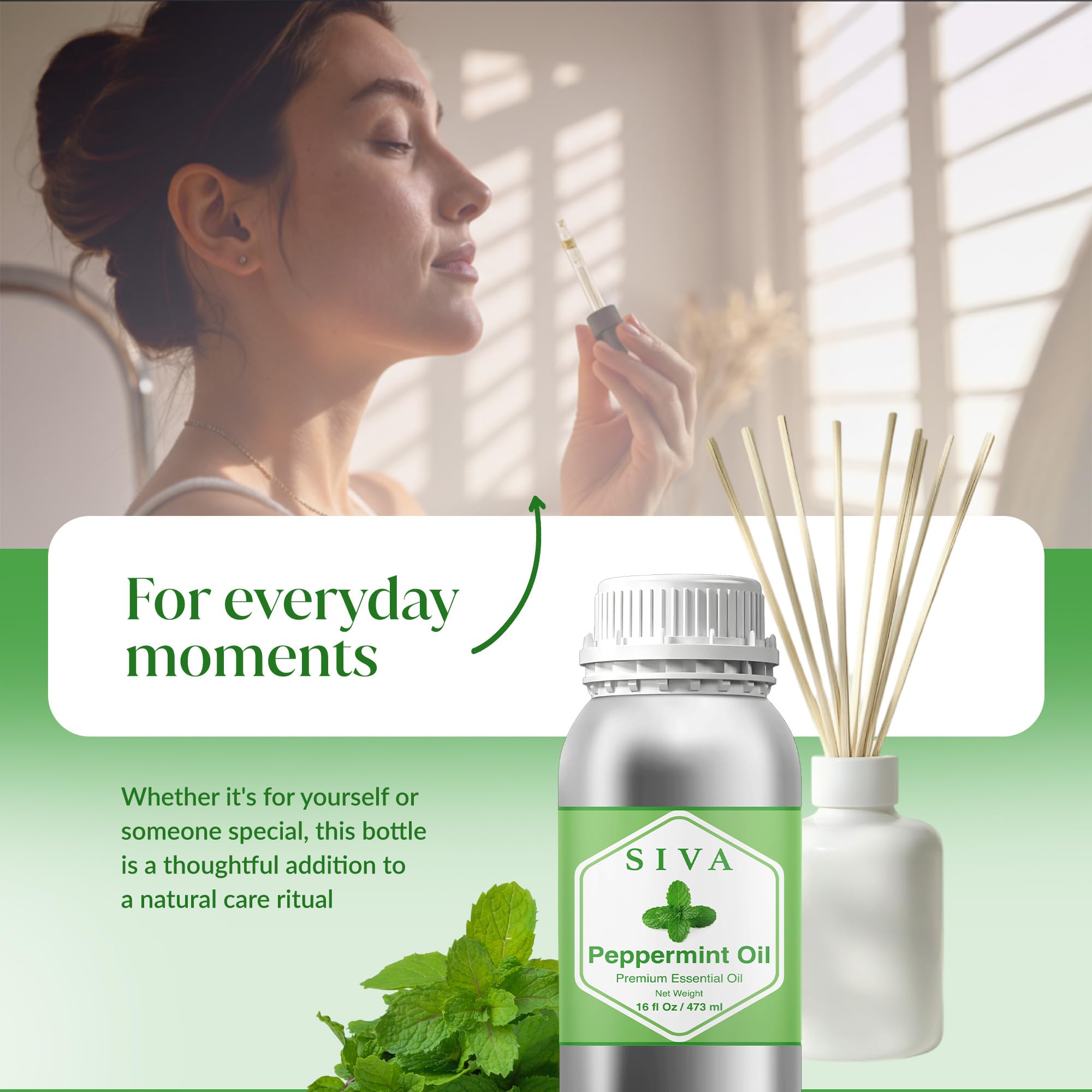 Huile de massage menthe SIVA ORGANICS pour bien-être et tonic.