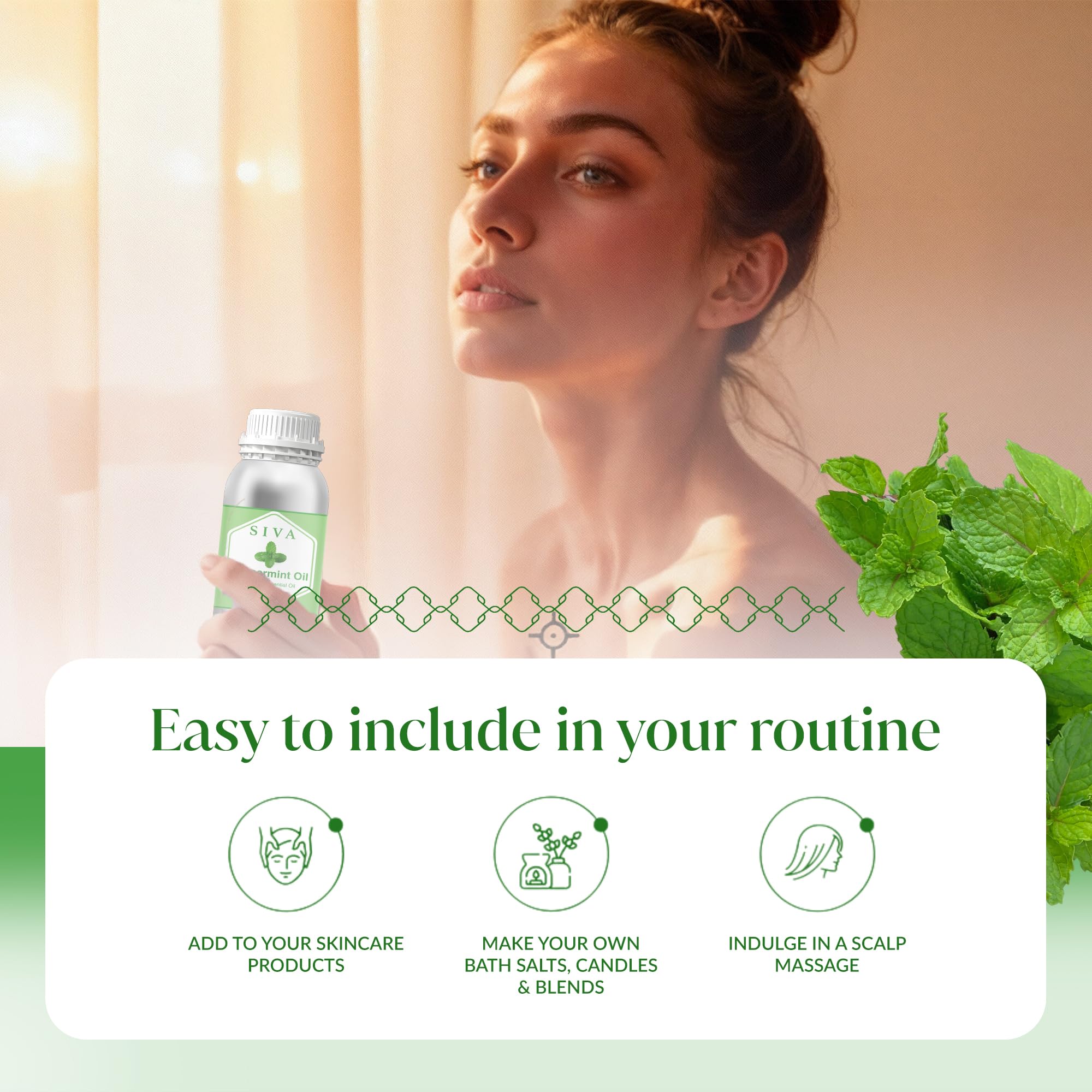 Utilisation dans bougies et savons à la menthe SIVA ORGANICS.