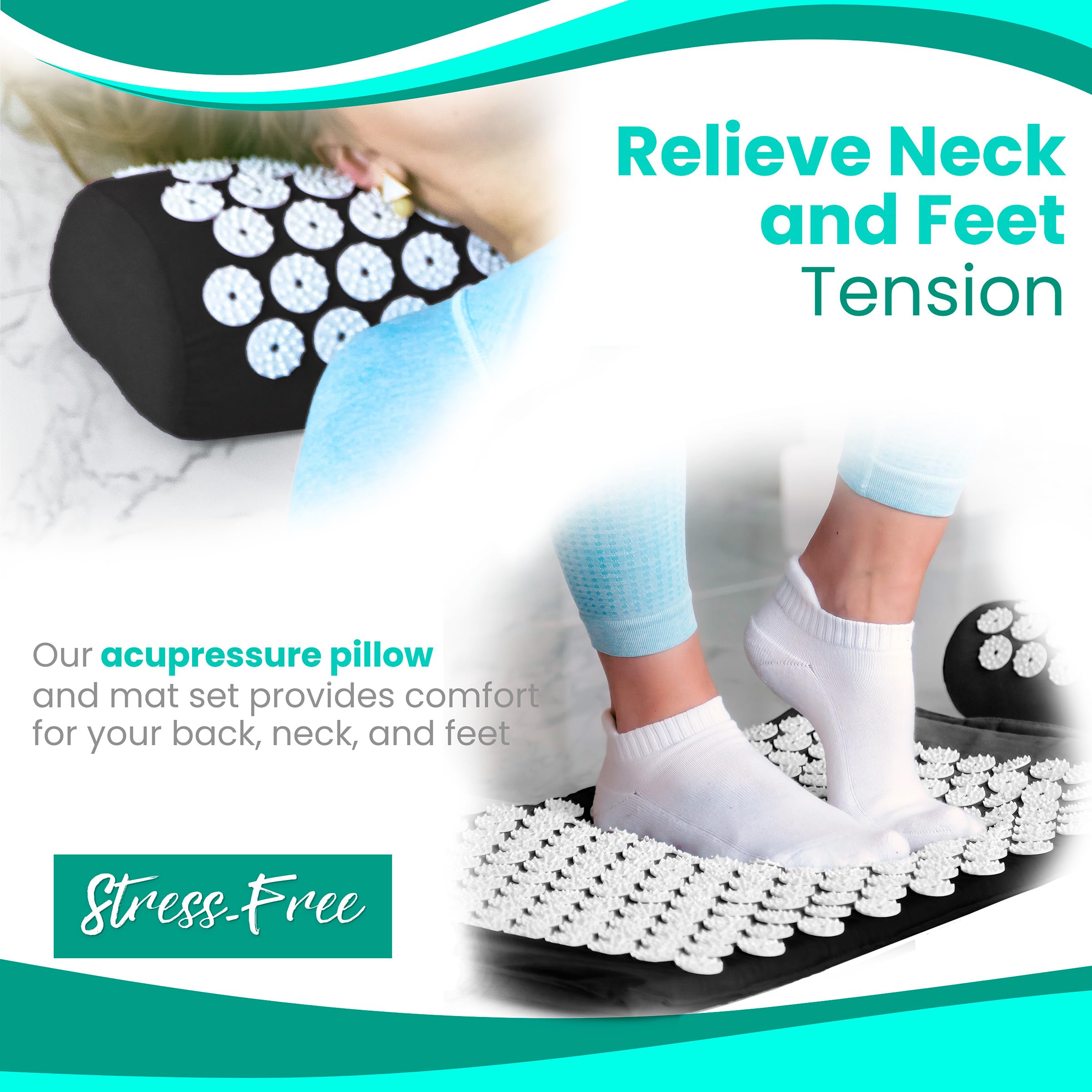 Tapis d'acupression Sivan utilisé en position allongée pour la détente.