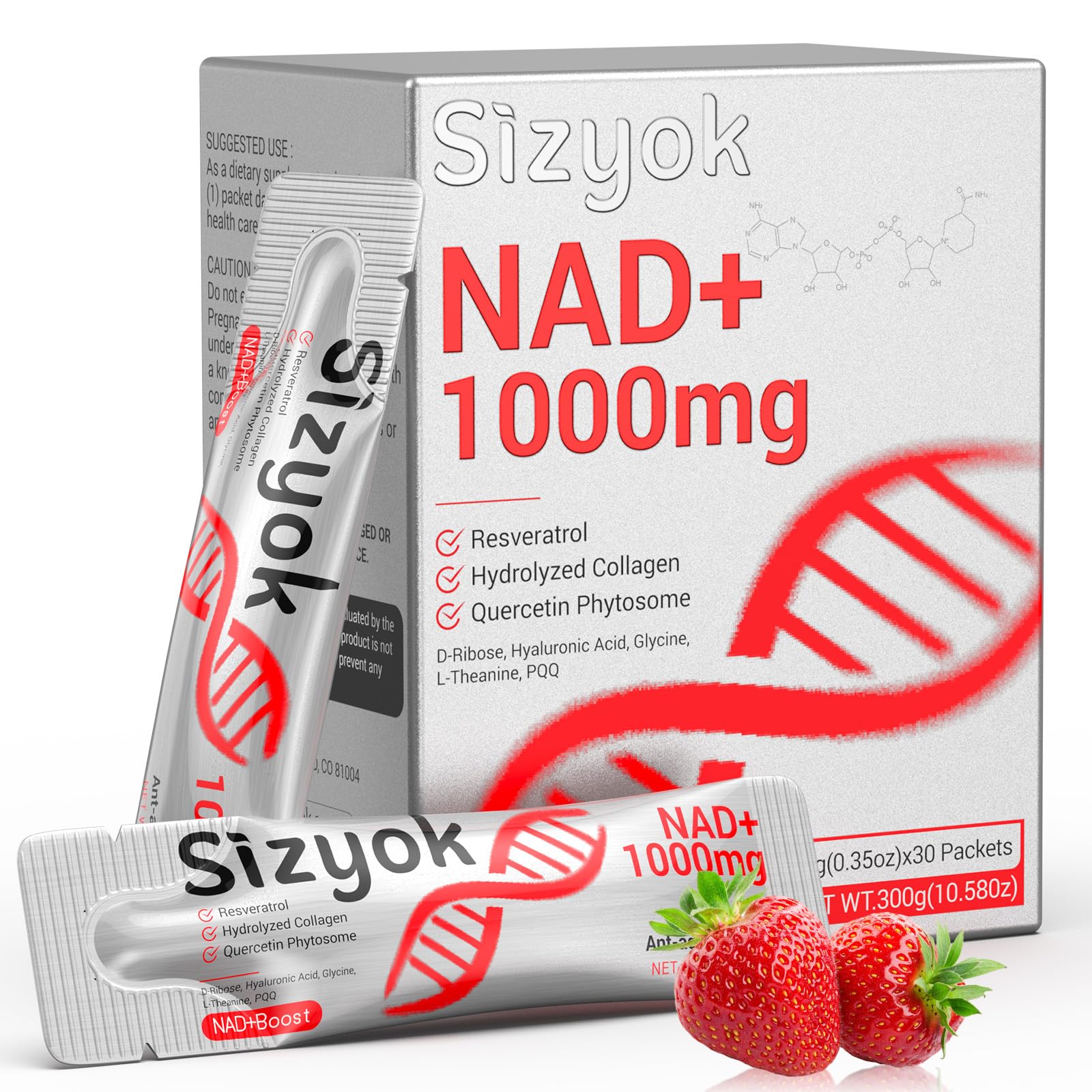 Sizyok NAD+ liquide 1000mg : absorption rapide et énergie durable.
