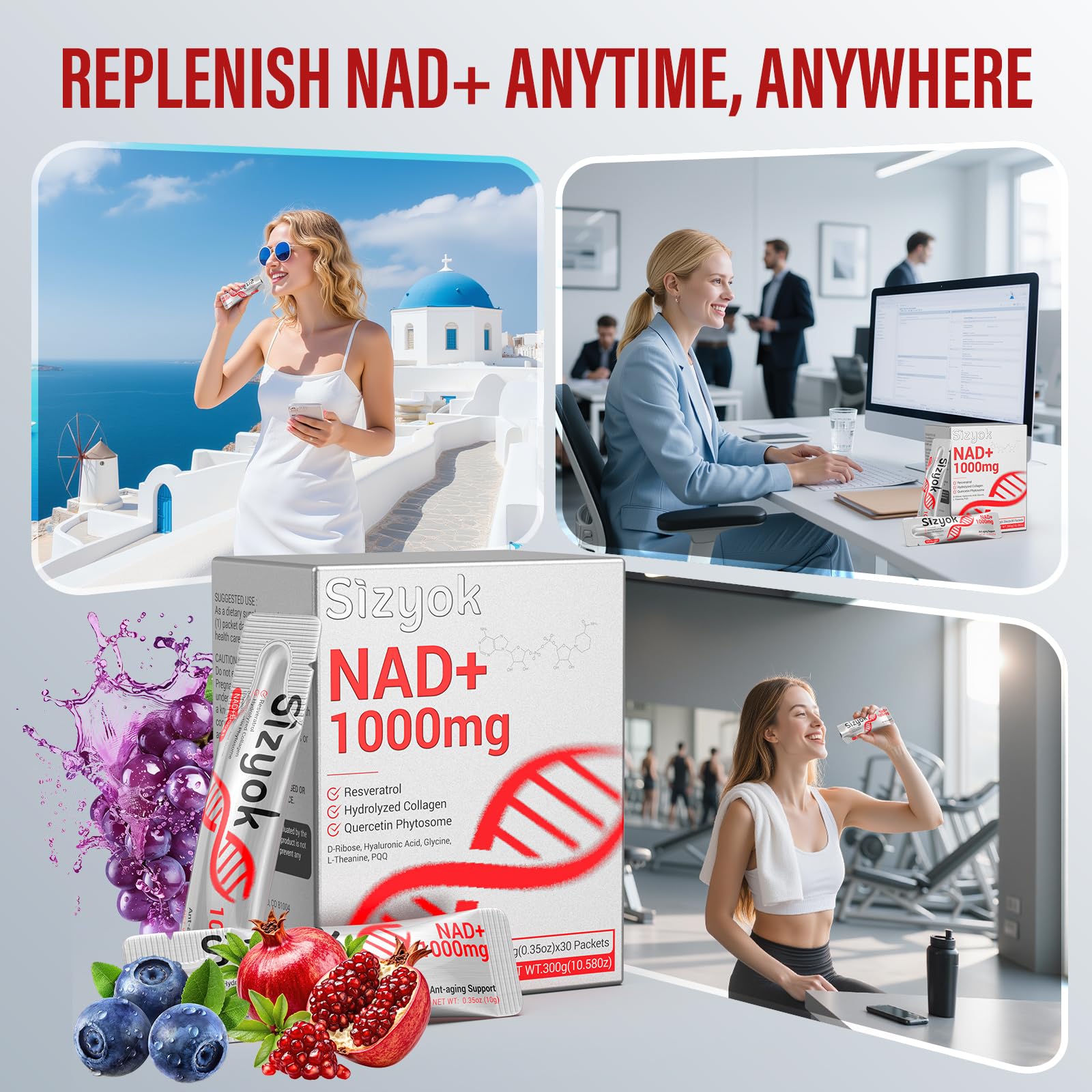 Sizyok NAD+ vegan sans gluten : produit pur et conforme.