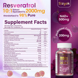 Gommes Sizyok NAD Resveratrol: gros plan sur les gommes et leur texture.