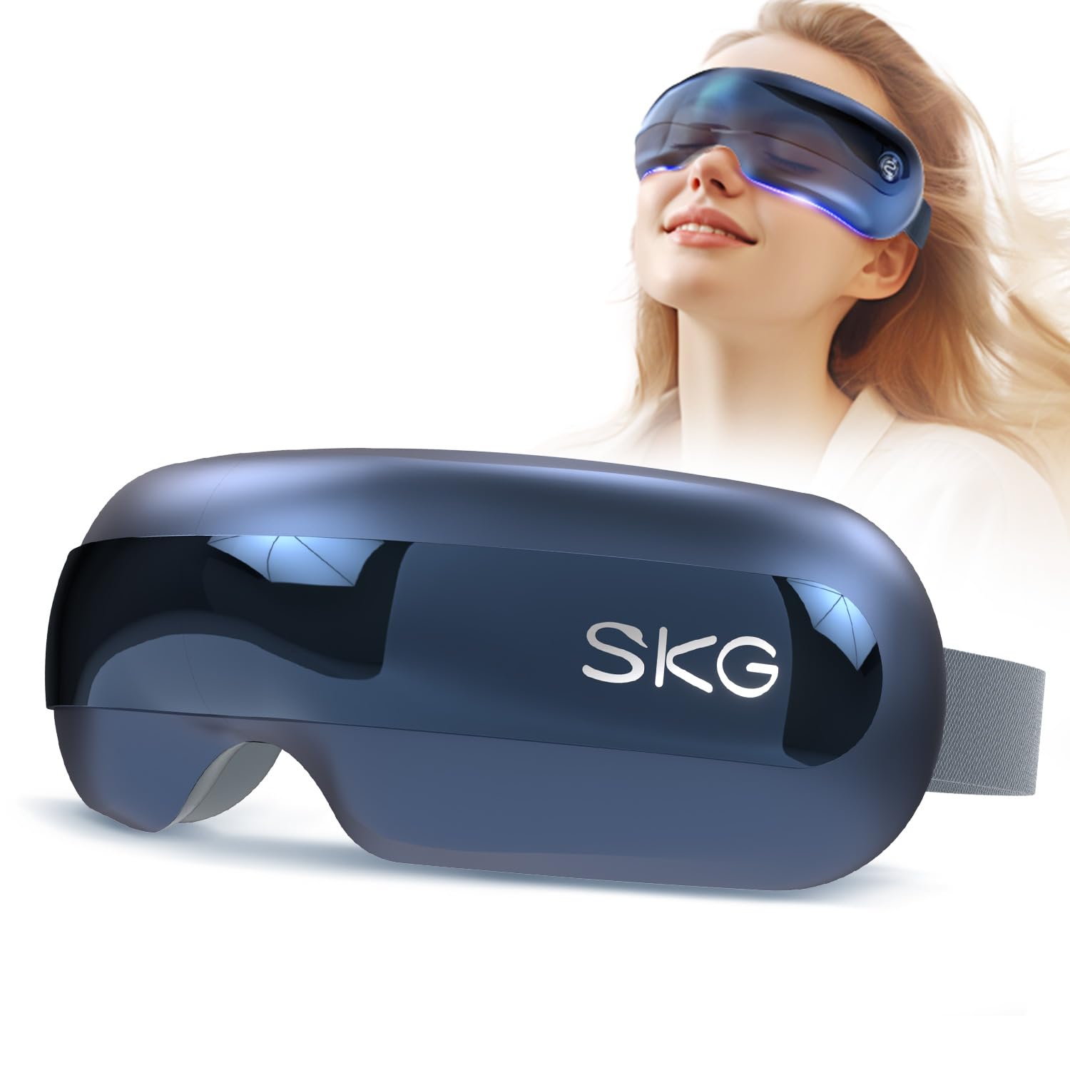 Masseur oculaire SKG avec chaleur douce pour détendre les yeux fatigués.