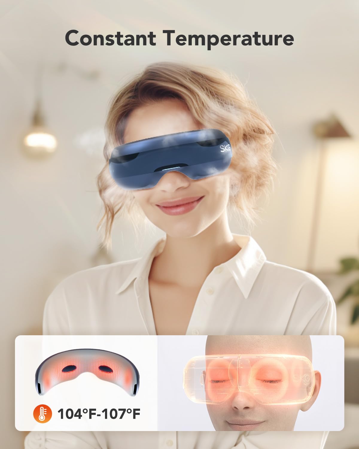 Masseur oculaire SKG avec connexion sans fil pour écouter votre musique préférée.