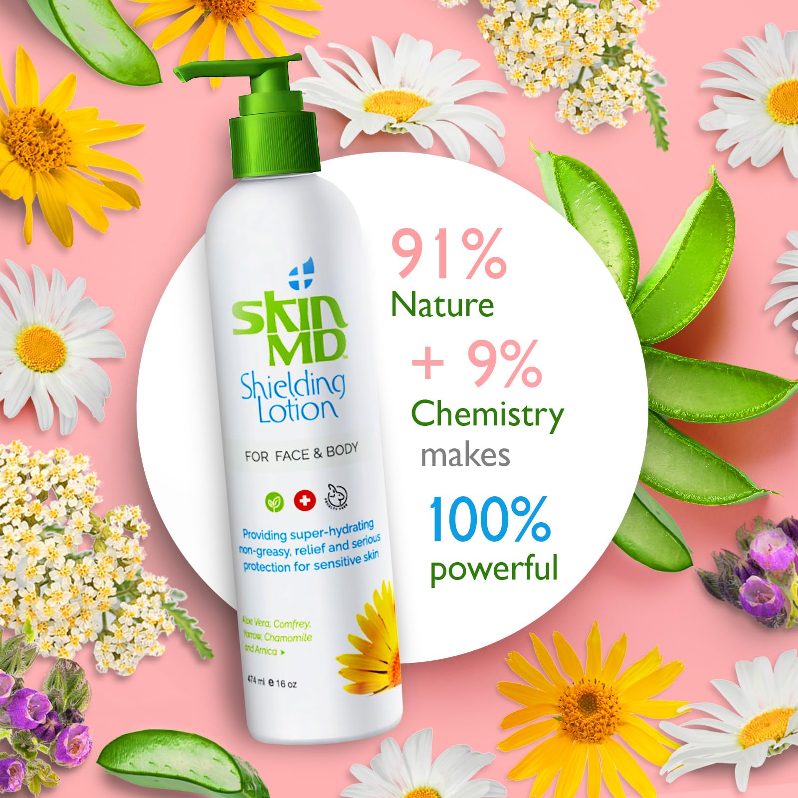 Absorption rapide sans film gras avec Skin MD Shielding Lotion