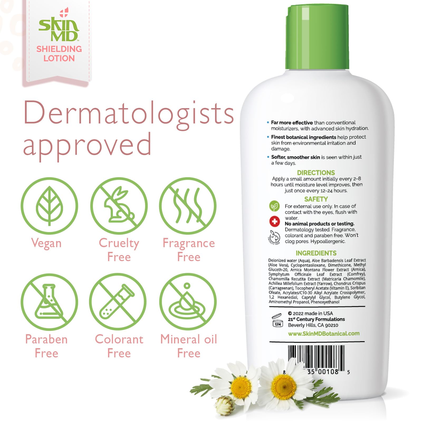 Skin MD Shielding Lotion texture non grasse, absorption rapide, idéale après douche.
