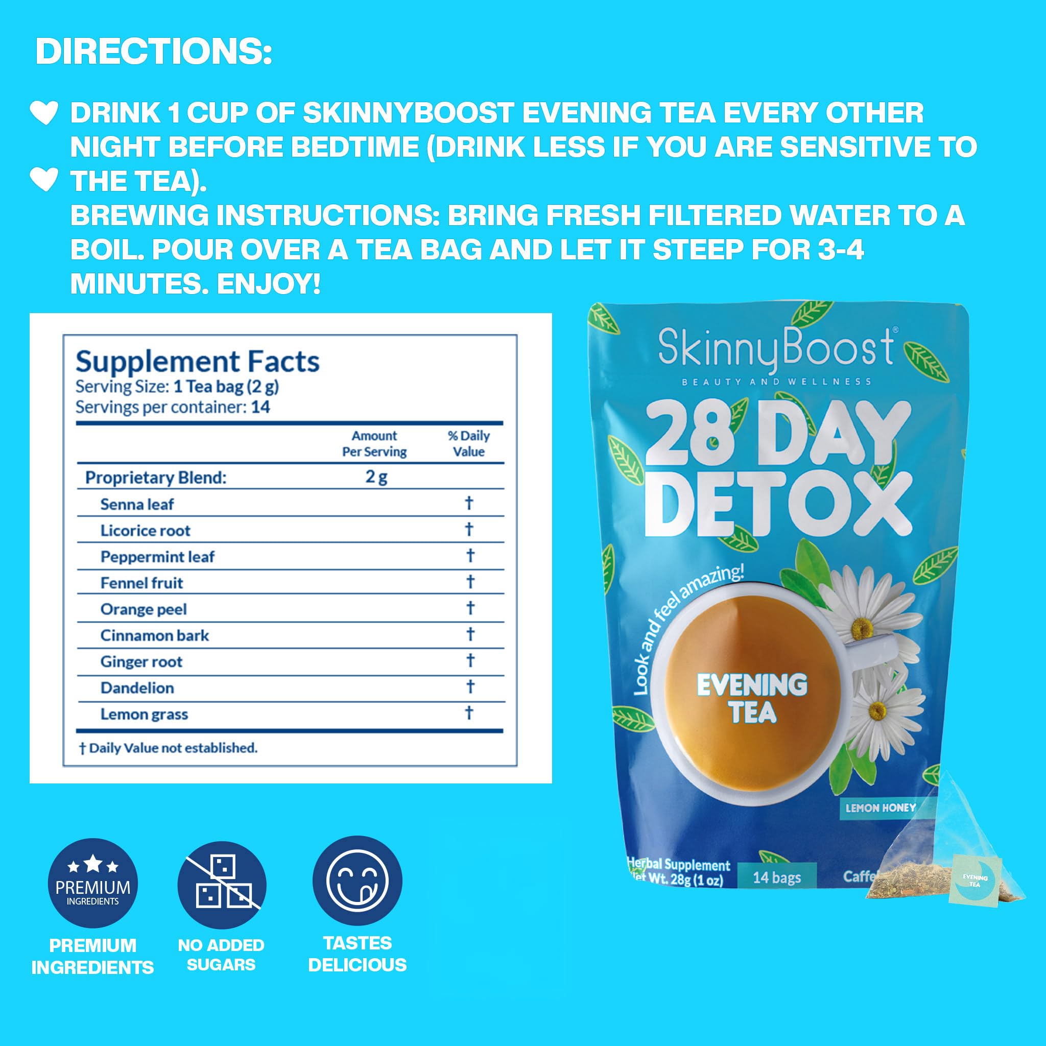 Plan detox en deux étapes SkinnyBoost pour démarrer votre routine.