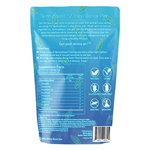 Sachets SkinnyBoost thé du soir, infusion rapide et pratique.