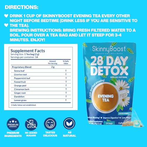SkinnyBoost thé Jour en sachets pour démarrer la journée et stimuler l'énergie.
