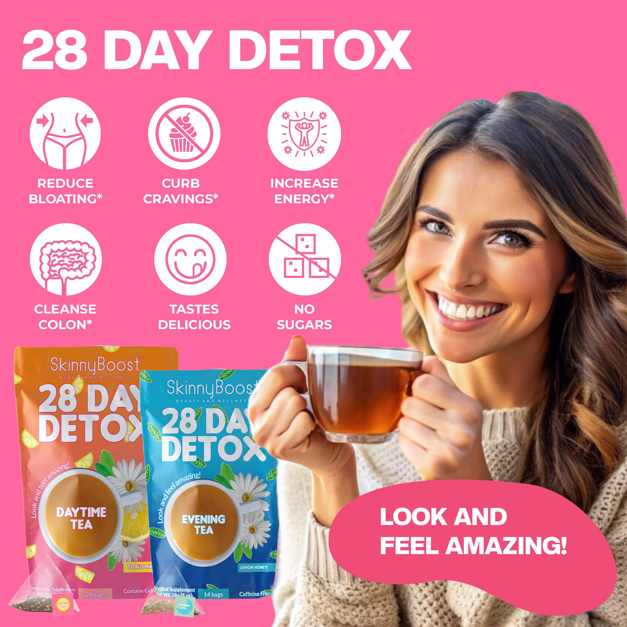 SkinnyBoost zeste d'orange et menthe apportant une saveur rafraîchissante et aromatique.