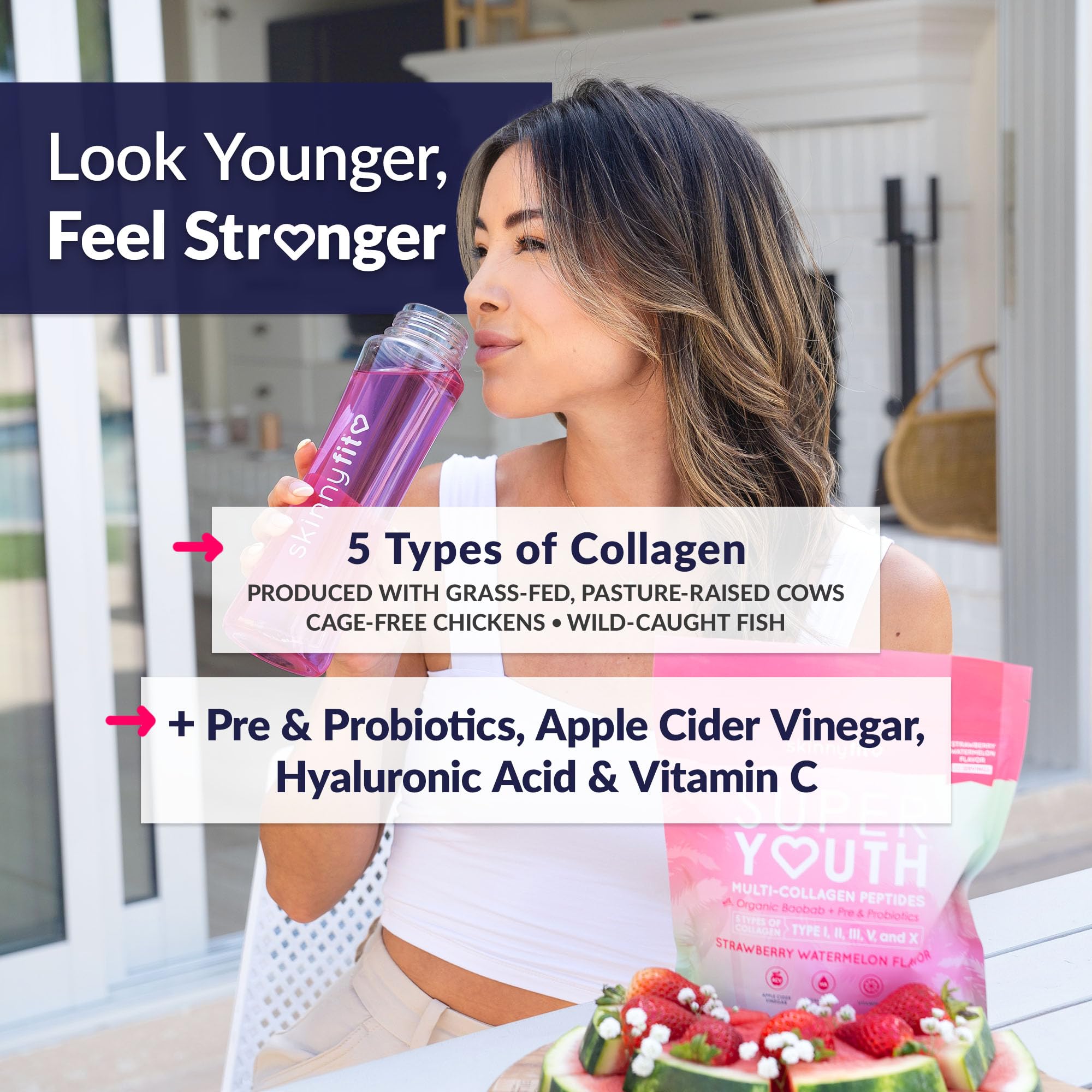 Doseur-poudre SkinnyFit Super Youth Collagen, précision pour une portion quotidienne.