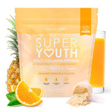 SkinnyFit Super Youth: poudre orange-ananas en bouteille, soutien la peau et les articulations.