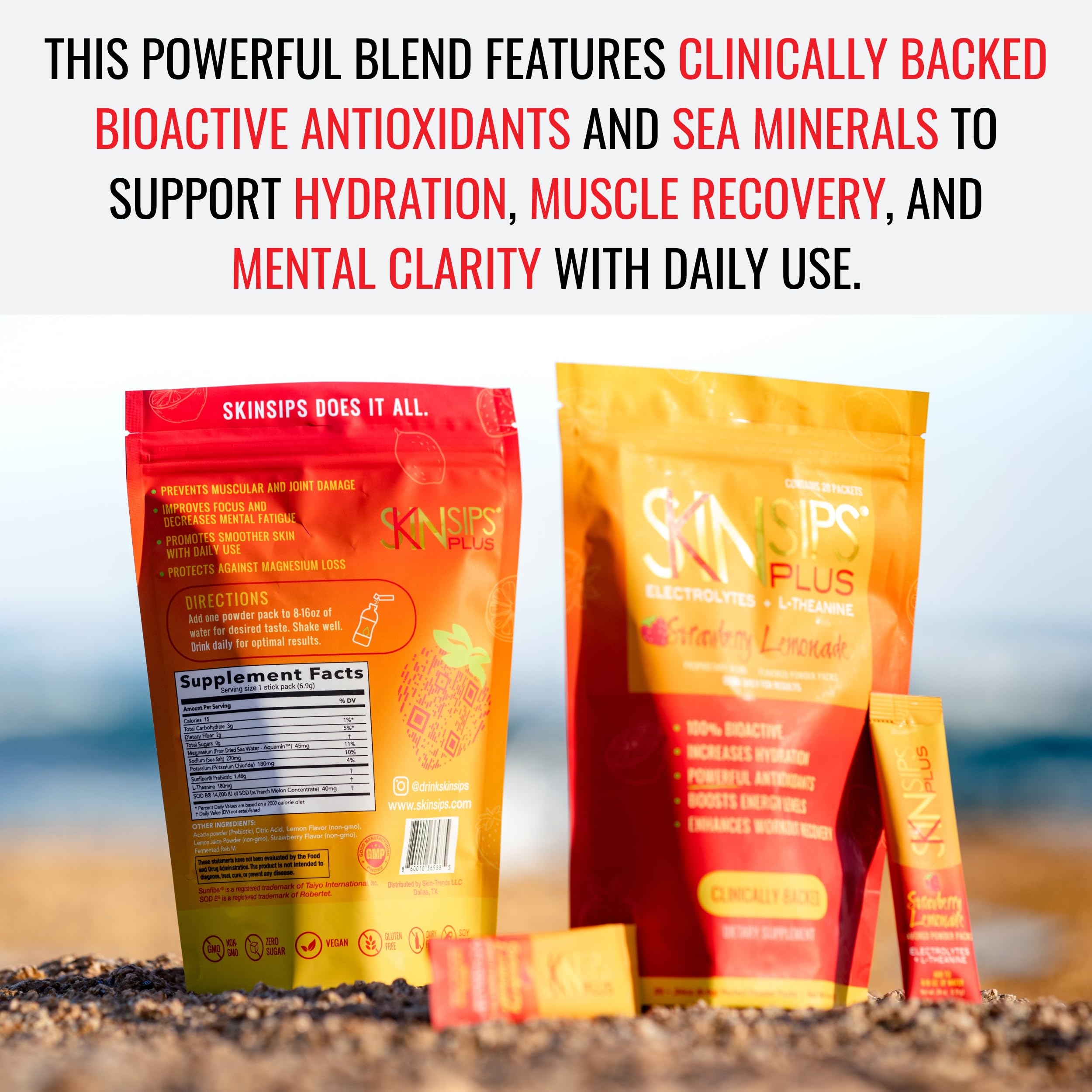 Voyage avec SkinSips Plus, format sachet pratique et léger