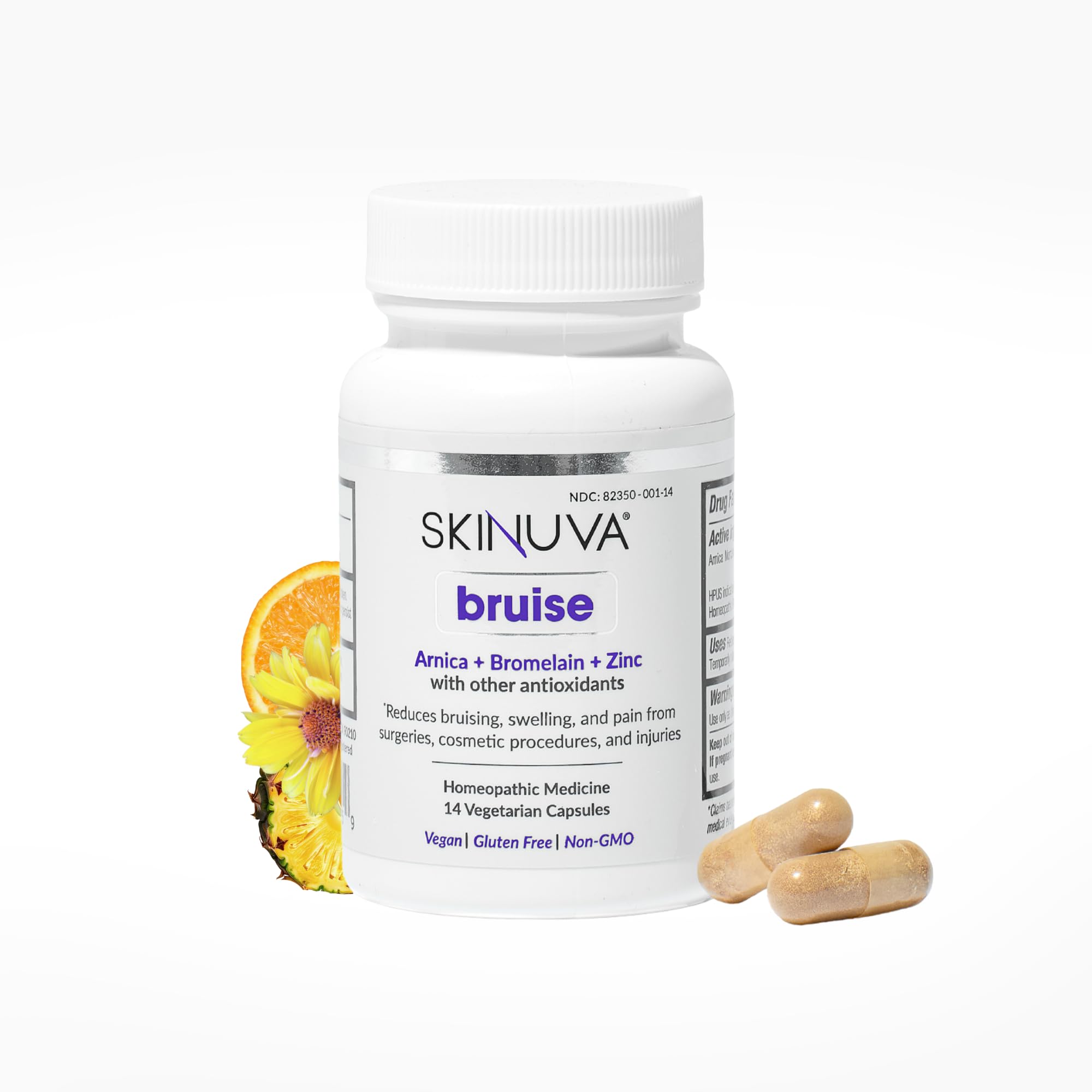 Skinuva Bruise – bouteille de capsules, solution naturelle pour bleus et enflure