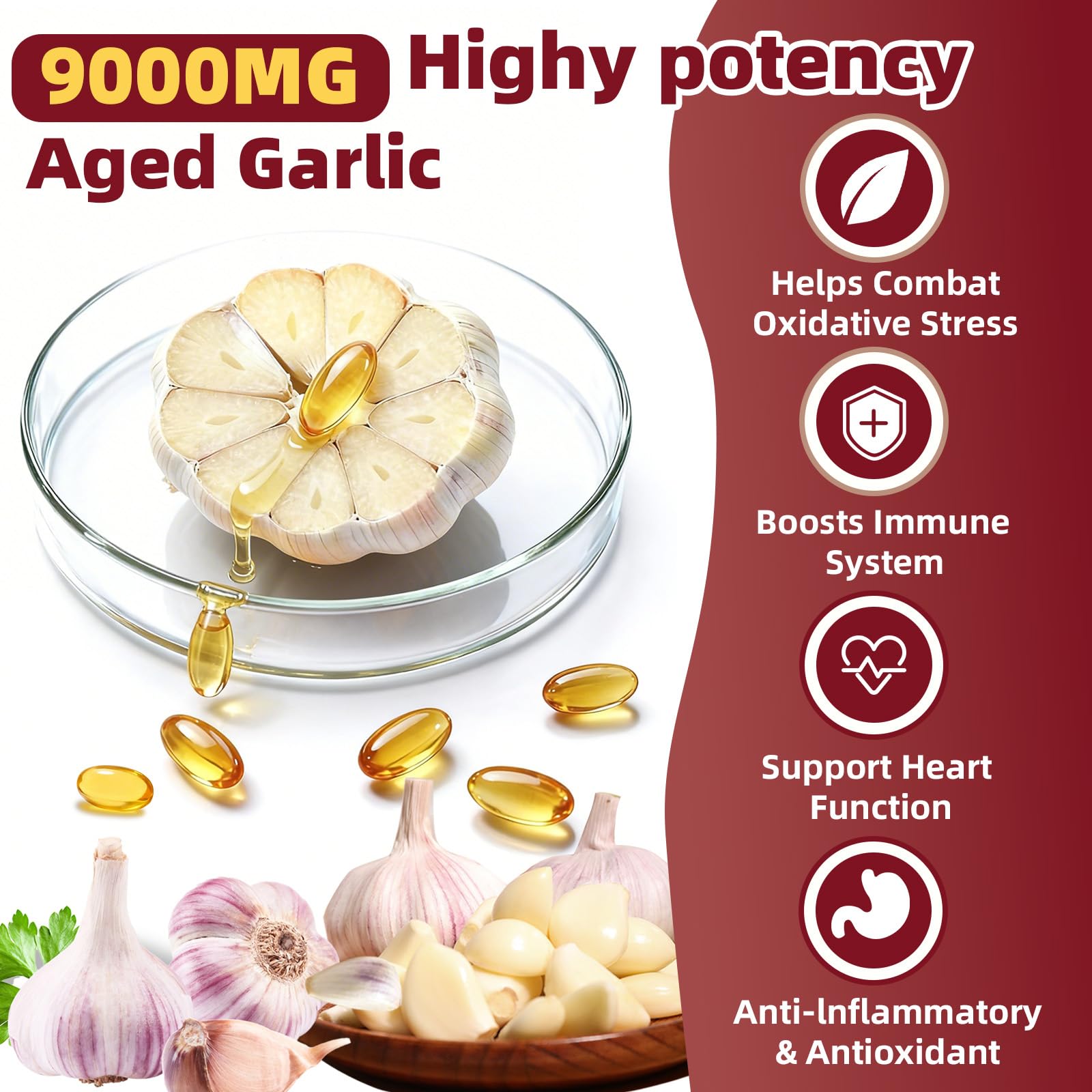 Gélules ail vieilli 9000mg Skiseoy, absorption stable et pratique.