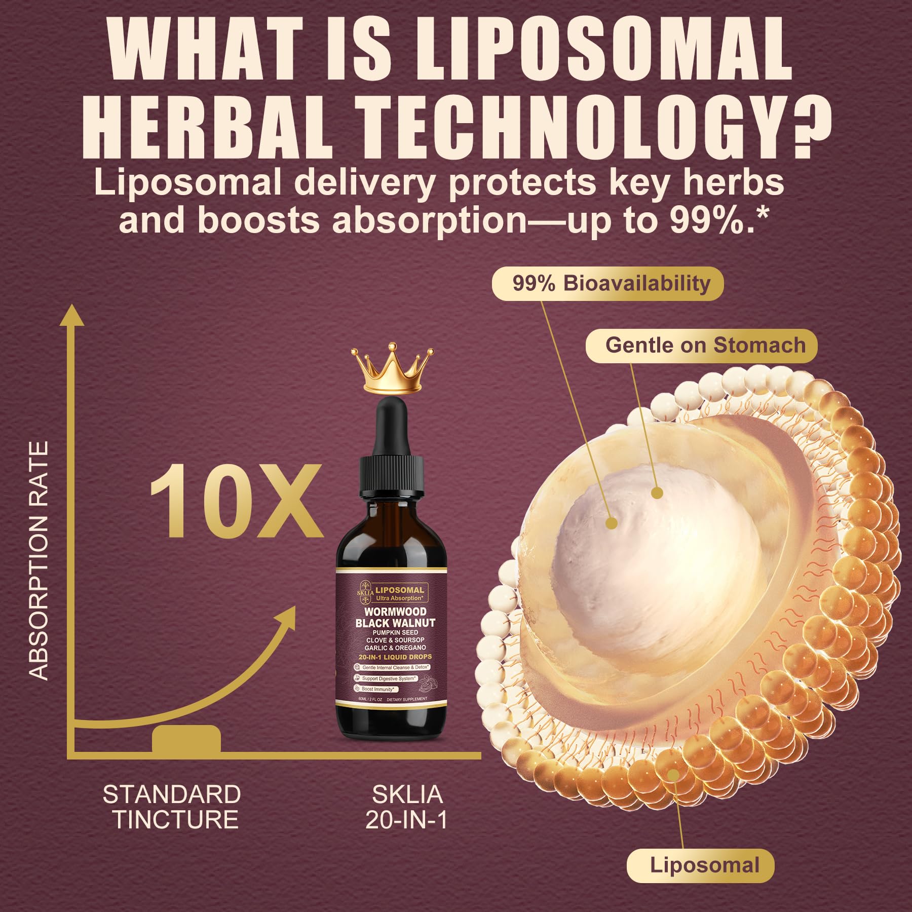 SKLIA gouttes liposomales ail: digestion confortable et vitalité quotidienne