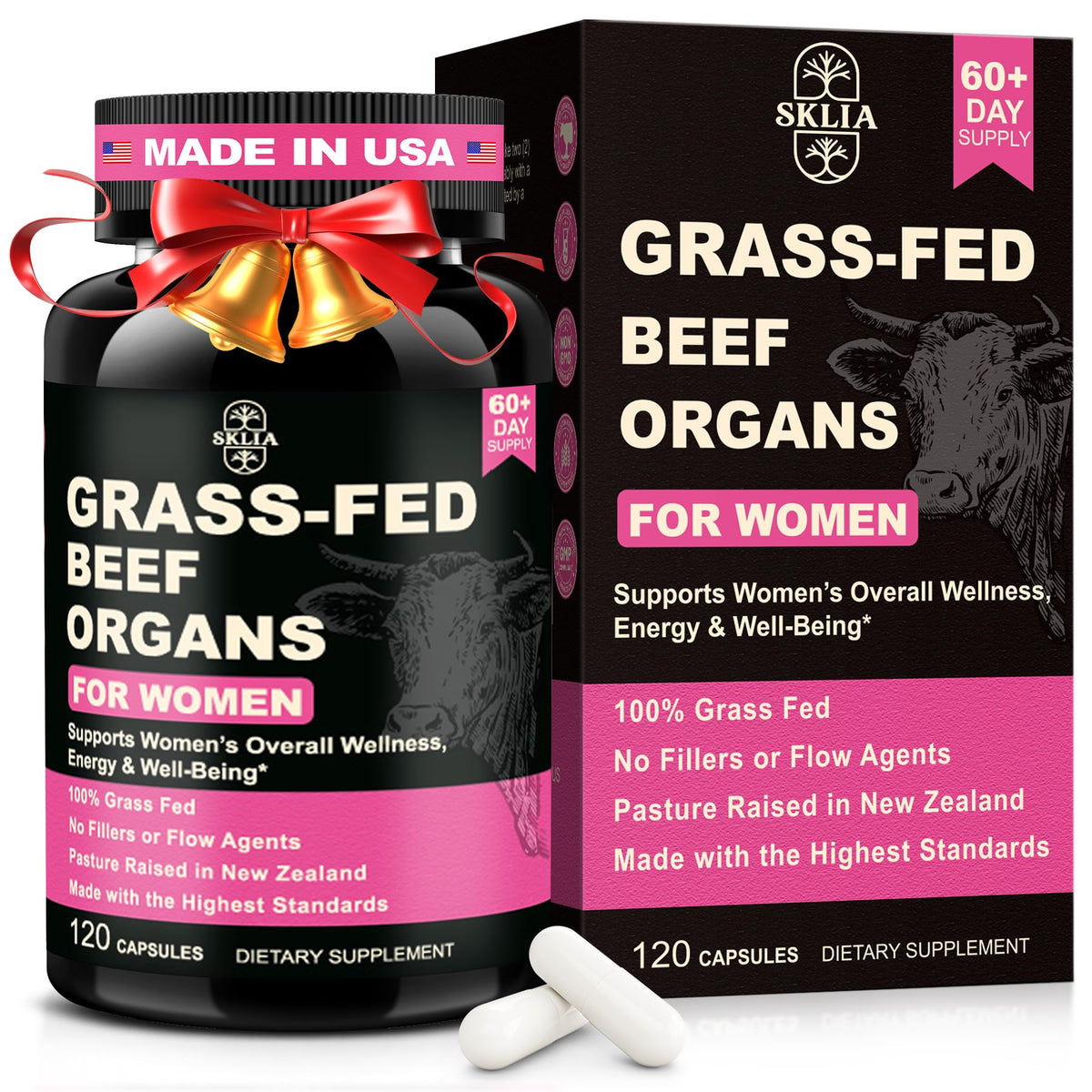 SKLIA foie capsules montrant le complément pour énergie et absorption nutritionnelle.